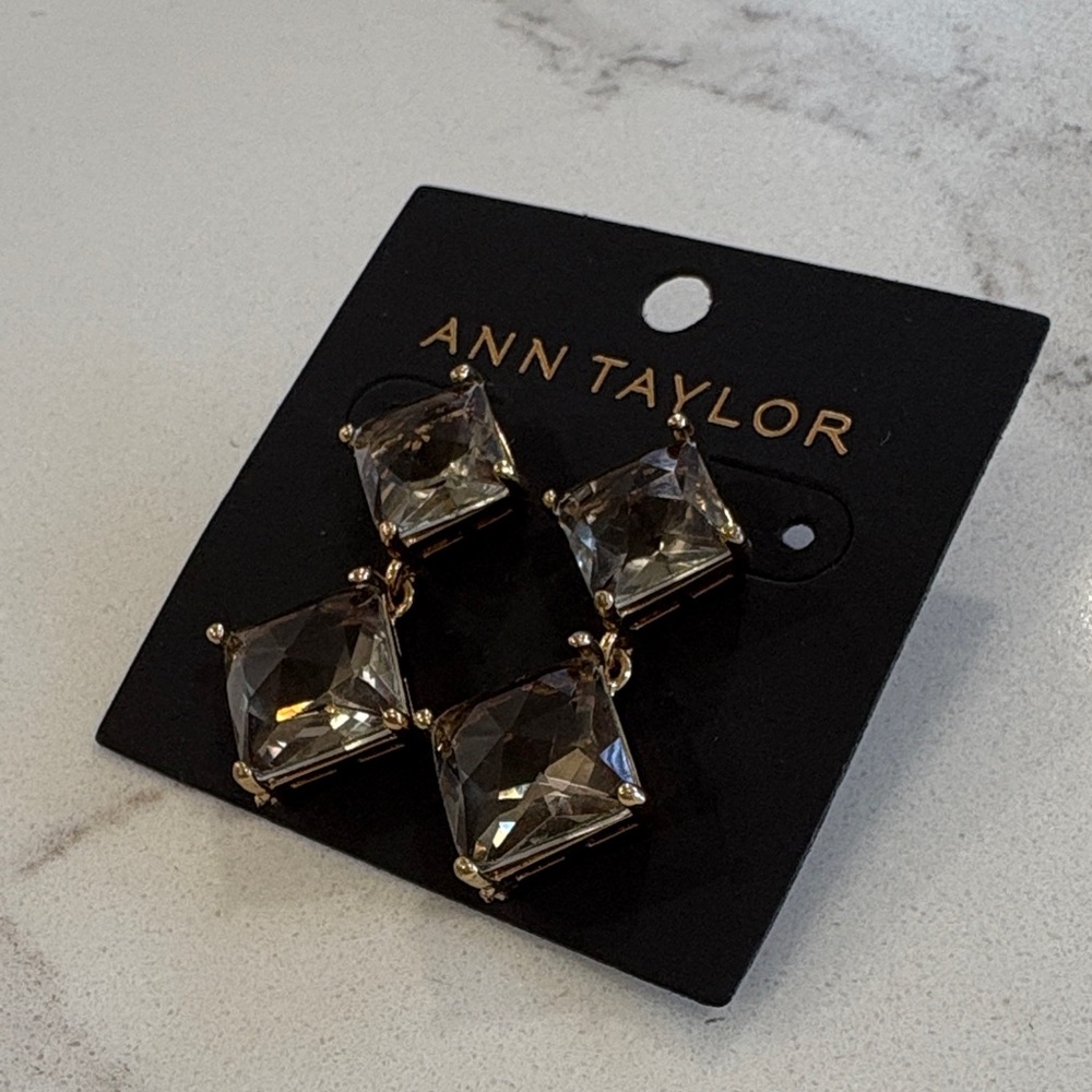 Ann Taylor Gold-Tone Earrings with Smoky Crystals - Picture 2 of 7